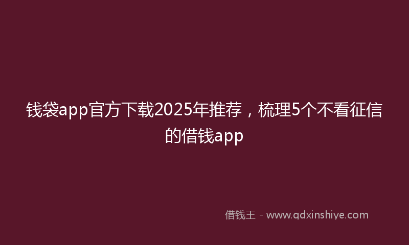 钱袋app官方下载2025年推荐，梳理5个不看征信的借钱app