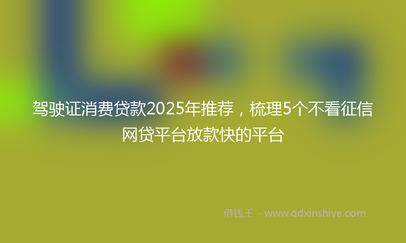 驾驶证消费贷款2025年推荐，梳理5个不看征信网贷平台放款快的平台