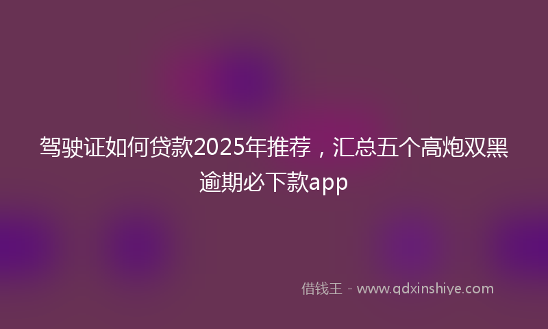 驾驶证如何贷款2025年推荐，汇总五个高炮双黑逾期必下款app