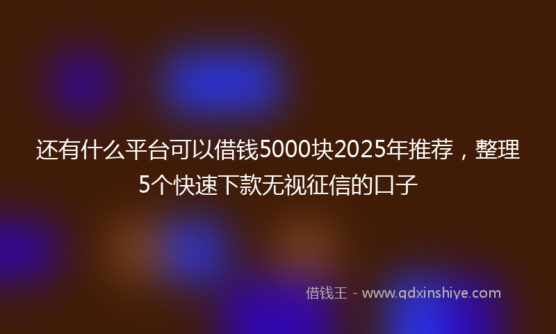 还有什么平台可以借钱5000块2025年推荐，整理5个快速下款无视征信的口子