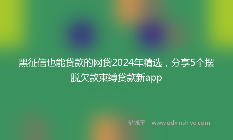 黑征信也能贷款的网贷2024年精选，分享5个摆脱欠款束缚贷款新app