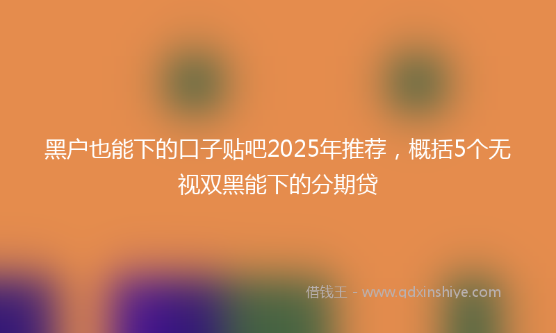 黑户也能下的口子贴吧2025年推荐，概括5个无视双黑能下的分期贷