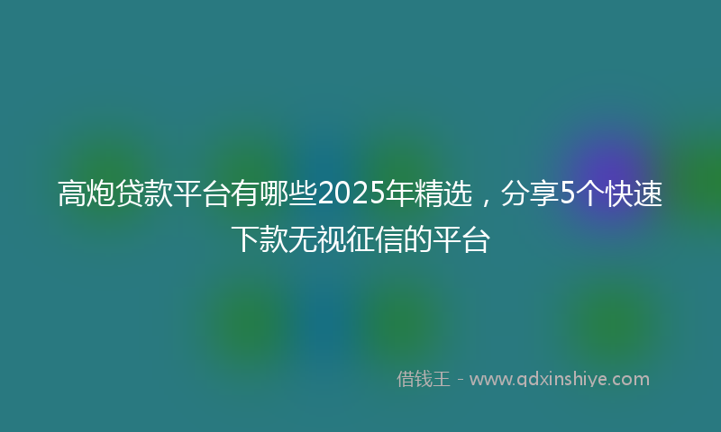 高炮贷款平台有哪些2025年精选，分享5个快速下款无视征信的平台