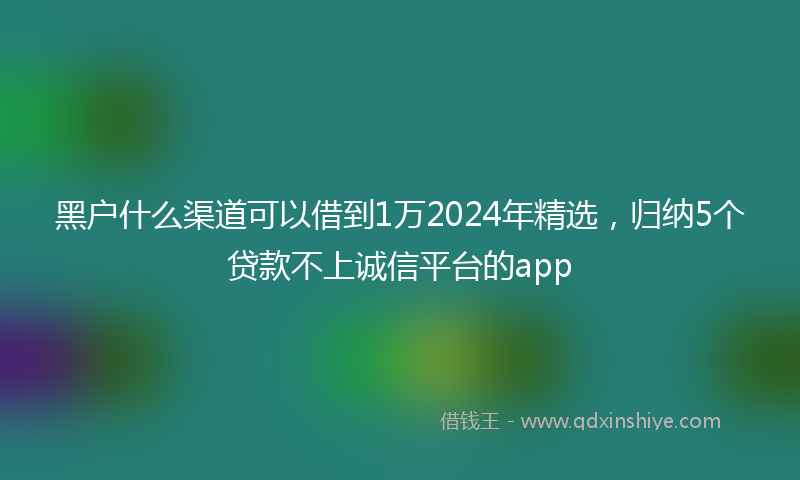 黑户什么渠道可以借到1万2024年精选，归纳5个贷款不上诚信平台的app