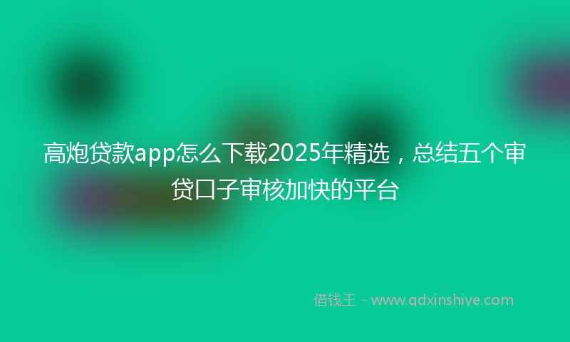 高炮贷款app怎么下载2025年精选，总结五个审贷口子审核加快的平台