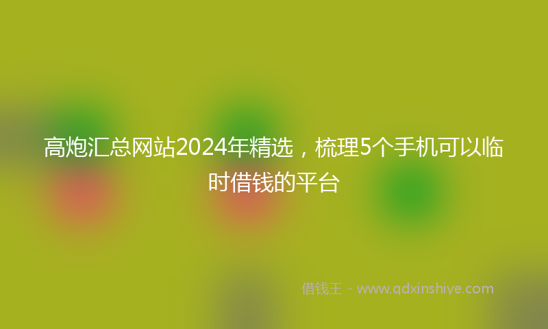 高炮汇总网站2024年精选，梳理5个手机可以临时借钱的平台