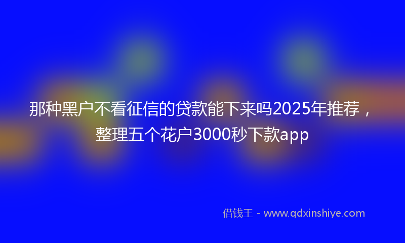 那种黑户不看征信的贷款能下来吗2025年推荐，整理五个花户3000秒下款app