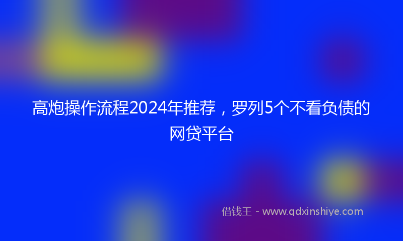 高炮操作流程2024年推荐，罗列5个不看负债的网贷平台