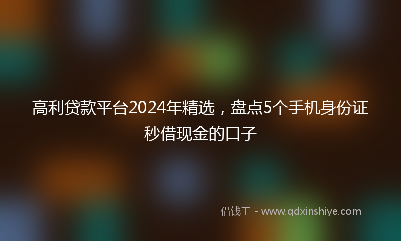 高利贷款平台2024年精选，盘点5个手机身份证秒借现金的口子