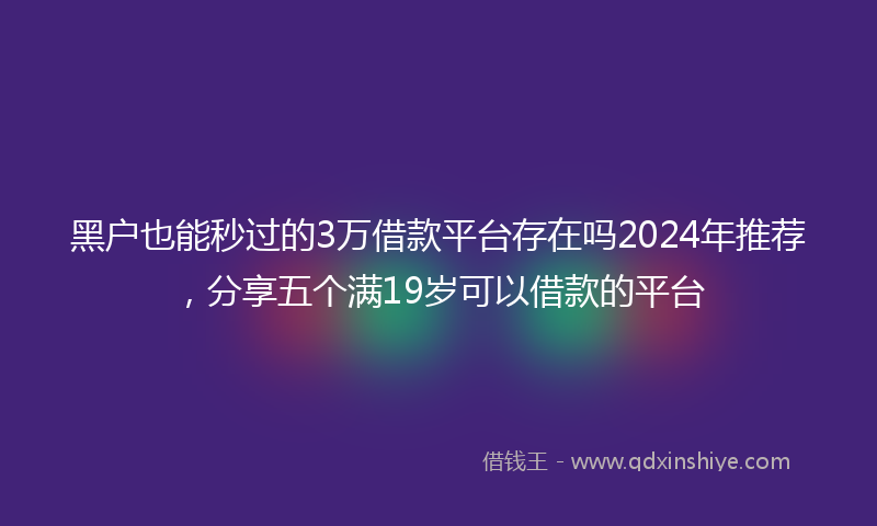 黑户也能秒过的3万借款平台存在吗2024年推荐，分享五个满19岁可以借款的平台