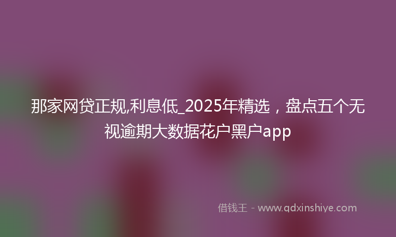 那家网贷正规,利息低_2025年精选，盘点五个无视逾期大数据花户黑户app