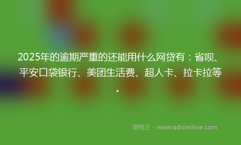 2025年的逾期严重的还能用什么网贷有：省呗、平安口袋银行、美团生活费、超人卡、拉卡拉等。