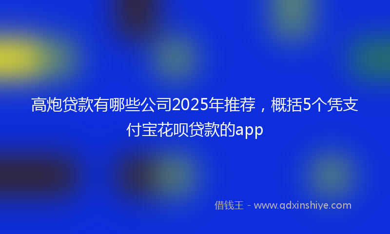 高炮贷款有哪些公司2025年推荐，概括5个凭支付宝花呗贷款的app
