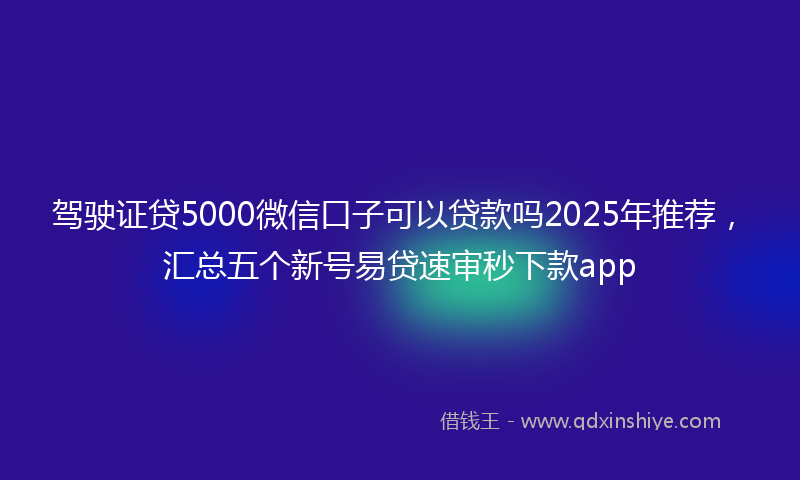 驾驶证贷5000微信口子可以贷款吗2025年推荐，汇总五个新号易贷速审秒下款app
