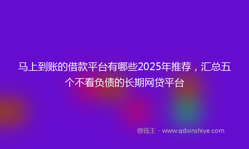 马上到账的借款平台有哪些2025年推荐，汇总五个不看负债的长期网贷平台