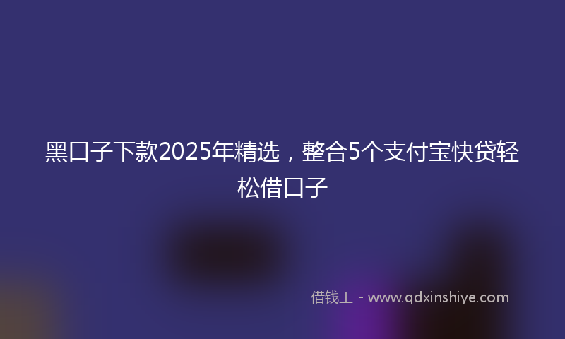 黑口子下款2025年精选，整合5个支付宝快贷轻松借口子