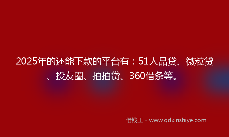 2025年的还能下款的平台有：51人品贷、微粒贷、投友圈、拍拍贷、360借条等。