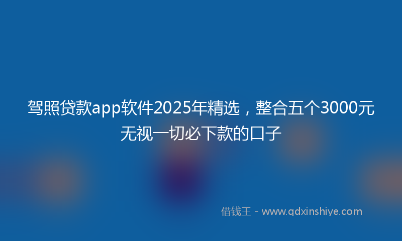 驾照贷款app软件2025年精选，整合五个3000元无视一切必下款的口子