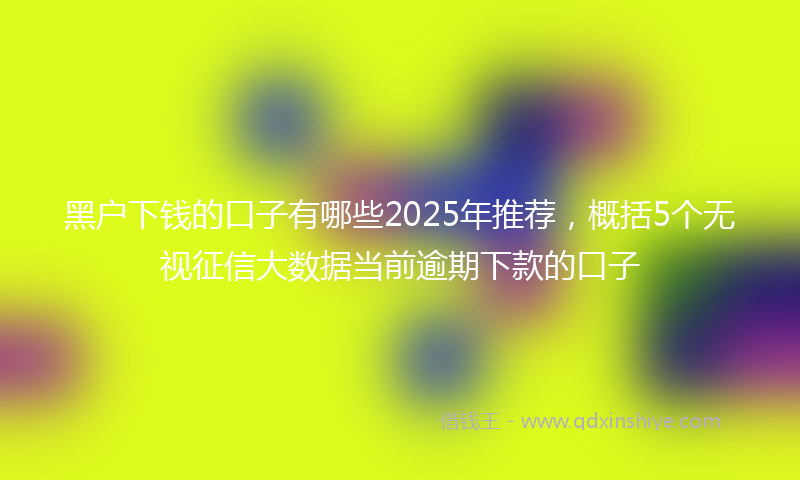 黑户下钱的口子有哪些2025年推荐，概括5个无视征信大数据当前逾期下款的口子