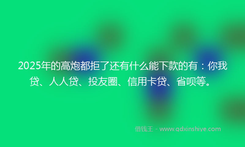 2025年的高炮都拒了还有什么能下款的有：你我贷、人人贷、投友圈、信用卡贷、省呗等。