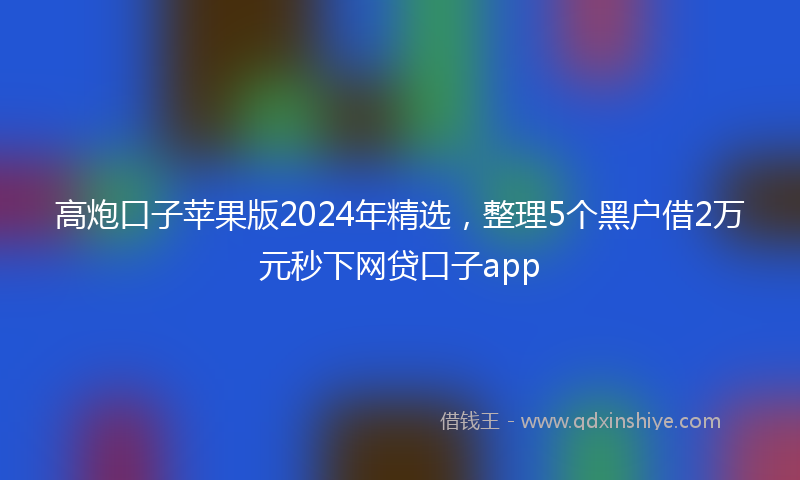 高炮口子苹果版2024年精选，整理5个黑户借2万元秒下网贷口子app