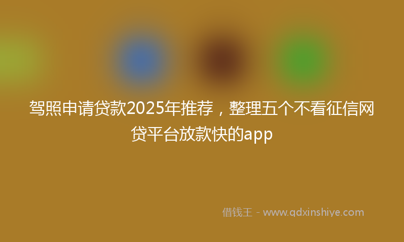 驾照申请贷款2025年推荐，整理五个不看征信网贷平台放款快的app