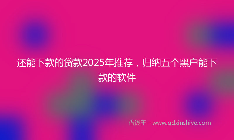 还能下款的贷款2025年推荐，归纳五个黑户能下款的软件