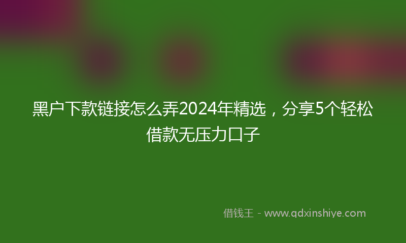 黑户下款链接怎么弄2024年精选，分享5个轻松借款无压力口子