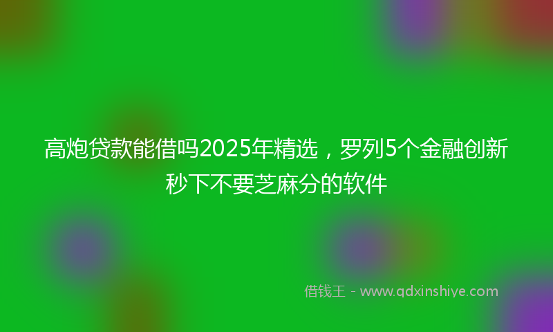 高炮贷款能借吗2025年精选，罗列5个金融创新秒下不要芝麻分的软件