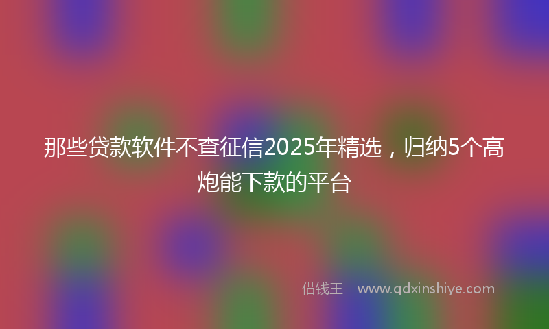 那些贷款软件不查征信2025年精选，归纳5个高炮能下款的平台