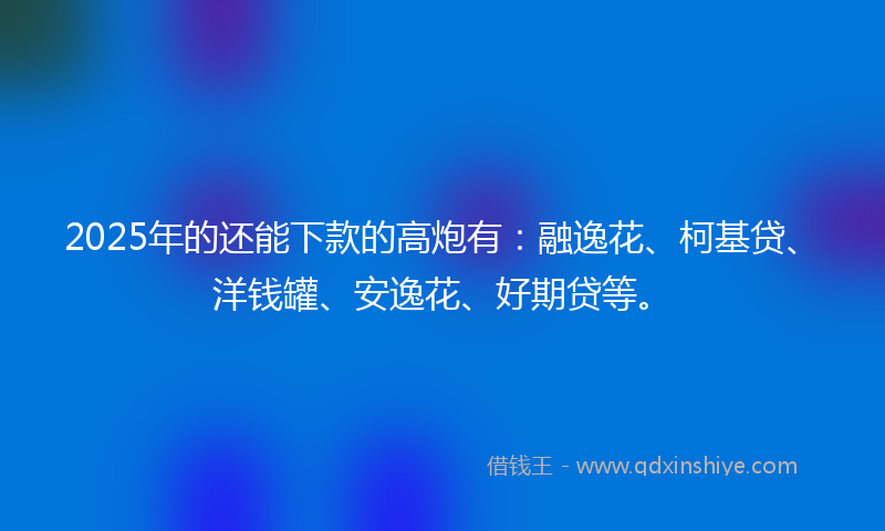 2025年的还能下款的高炮有：融逸花、柯基贷、洋钱罐、安逸花、好期贷等。