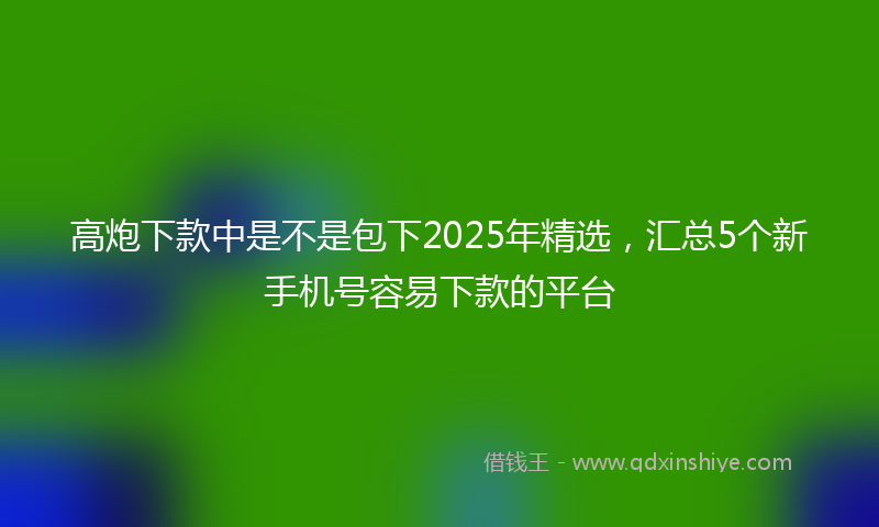 高炮下款中是不是包下2025年精选，汇总5个新手机号容易下款的平台