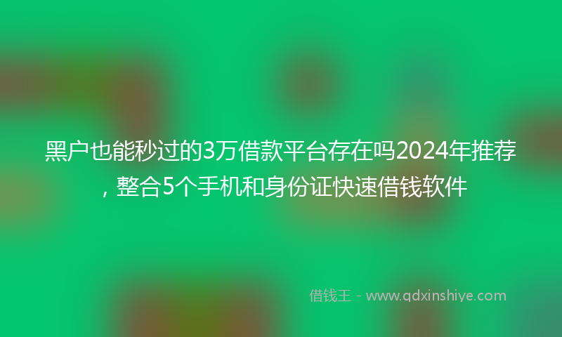 黑户也能秒过的3万借款平台存在吗2024年推荐，整合5个手机和身份证快速借钱软件