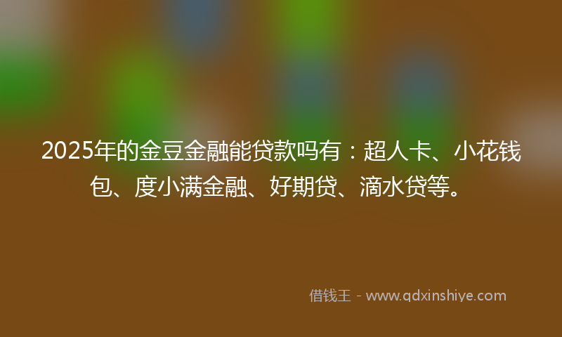 2025年的金豆金融能贷款吗有：超人卡、小花钱包、度小满金融、好期贷、滴水贷等。
