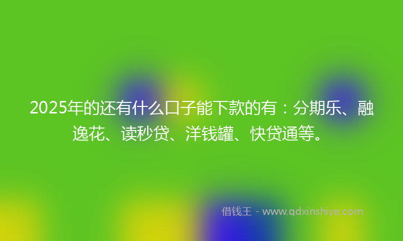 2025年的还有什么口子能下款的有：分期乐、融逸花、读秒贷、洋钱罐、快贷通等。
