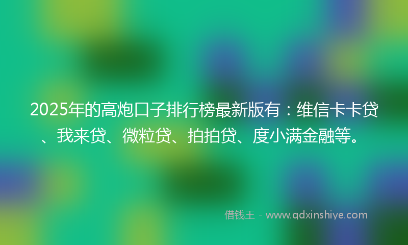 2025年的高炮口子排行榜最新版有：维信卡卡贷、我来贷、微粒贷、拍拍贷、度小满金融等。