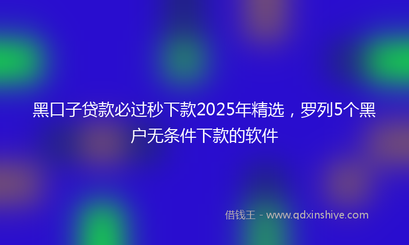 黑口子贷款必过秒下款2025年精选，罗列5个黑户无条件下款的软件