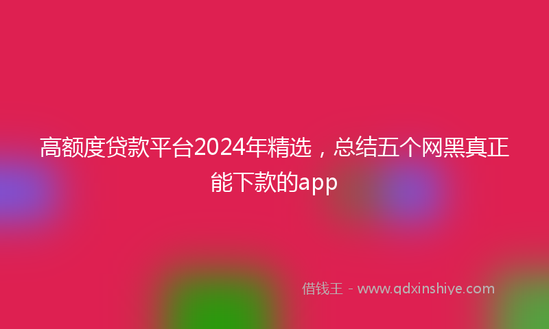 高额度贷款平台2024年精选，总结五个网黑真正能下款的app