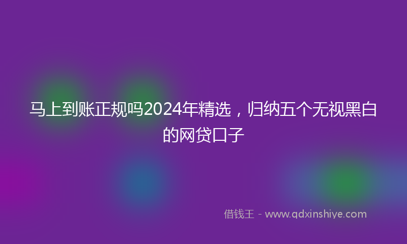 马上到账正规吗2024年精选，归纳五个无视黑白的网贷口子