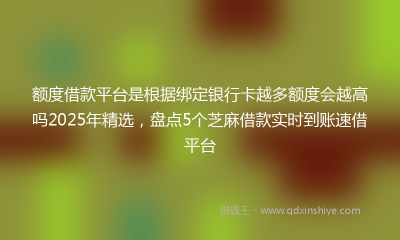 额度借款平台是根据绑定银行卡越多额度会越高吗2025年精选，盘点5个芝麻借款实时到账速借平台
