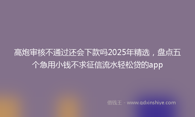 高炮审核不通过还会下款吗2025年精选，盘点五个急用小钱不求征信流水轻松贷的app
