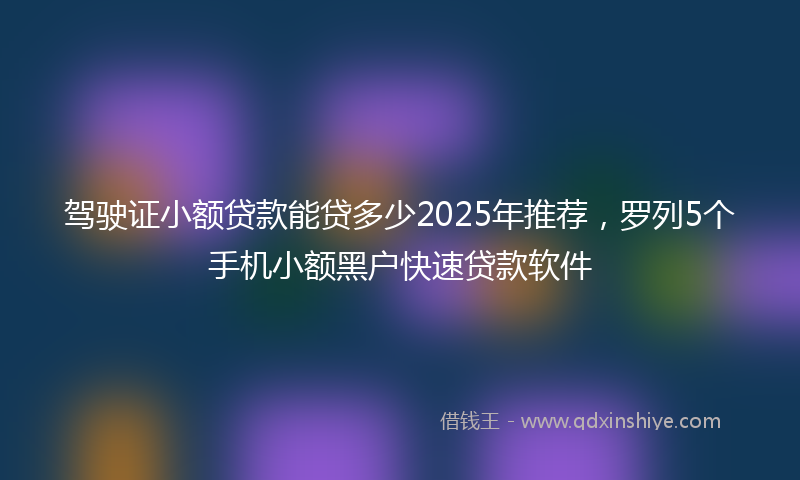 驾驶证小额贷款能贷多少2025年推荐，罗列5个手机小额黑户快速贷款软件