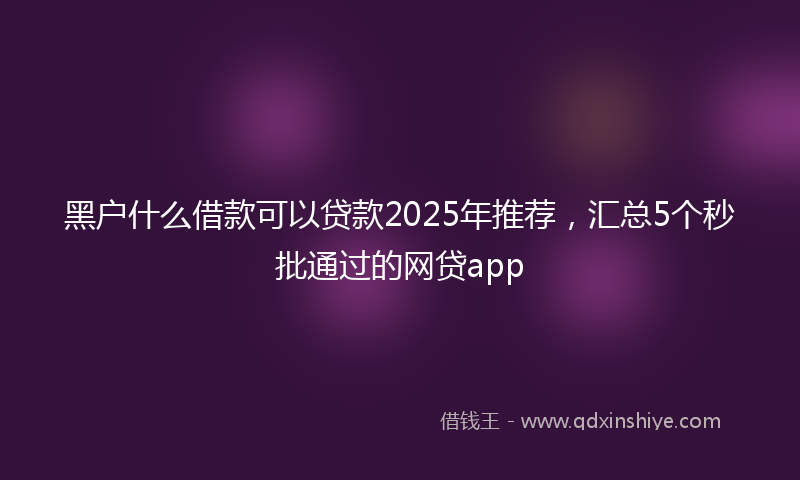 黑户什么借款可以贷款2025年推荐，汇总5个秒批通过的网贷app