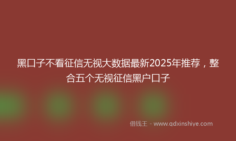 黑口子不看征信无视大数据最新2025年推荐，整合五个无视征信黑户口子