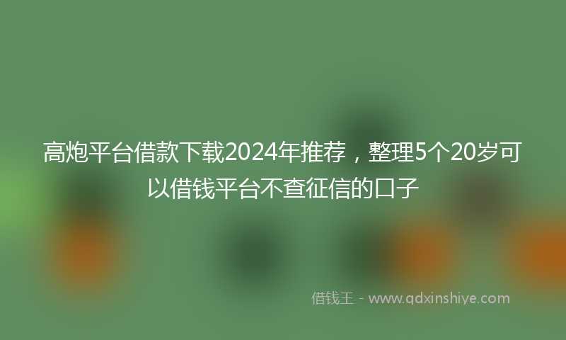 高炮平台借款下载2024年推荐，整理5个20岁可以借钱平台不查征信的口子