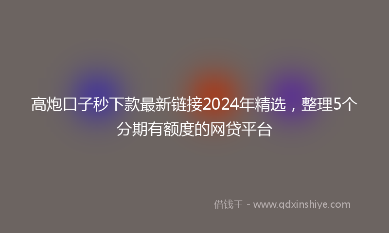 高炮口子秒下款最新链接2024年精选，整理5个分期有额度的网贷平台