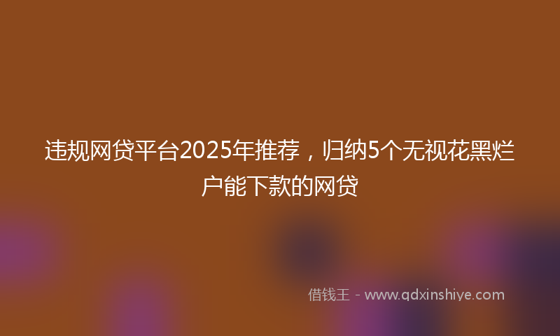 违规网贷平台2025年推荐，归纳5个无视花黑烂户能下款的网贷