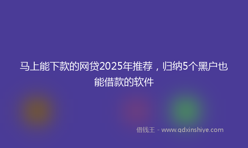 马上能下款的网贷2025年推荐，归纳5个黑户也能借款的软件