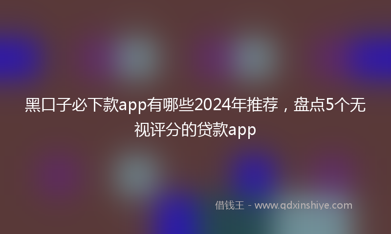 黑口子必下款app有哪些2024年推荐，盘点5个无视评分的贷款app