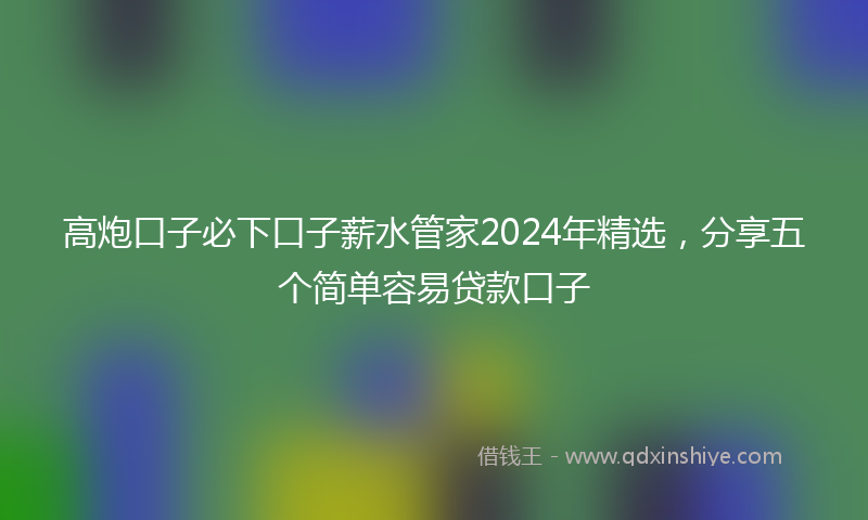 高炮口子必下口子薪水管家2024年精选，分享五个简单容易贷款口子
